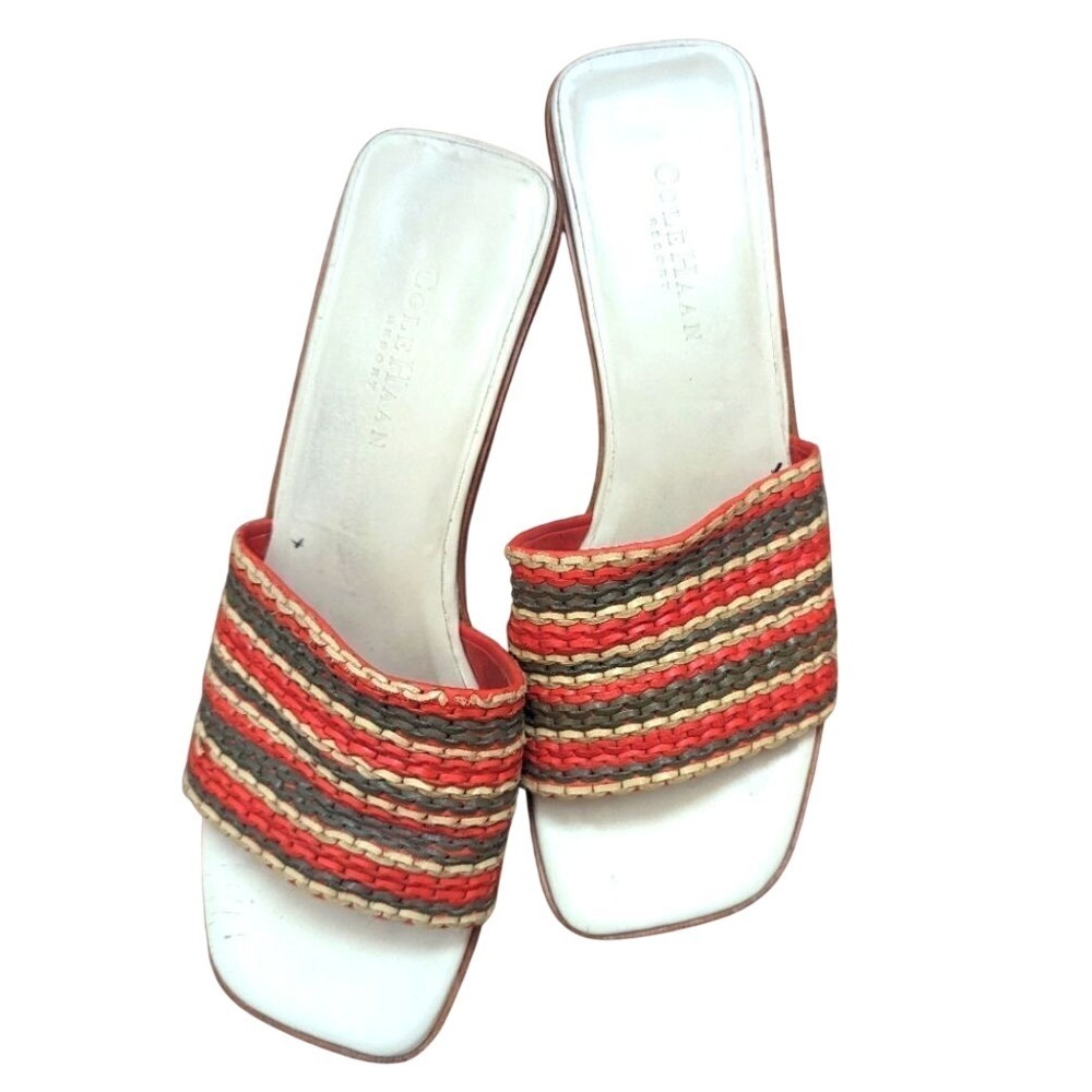 COLE HAAN Madras raffia woven slide sandals 8.5 b